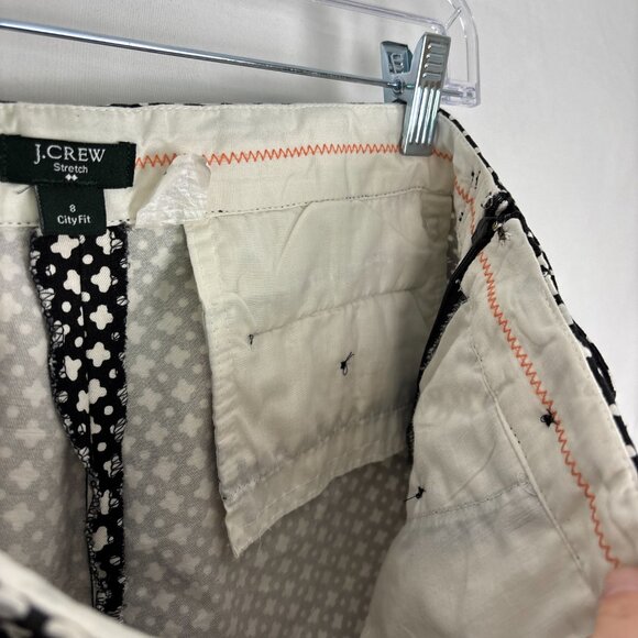 J. Crew Stretch Shorts City Fit Size 8 Black White Geometric Retro Modern - Picture 9 of 14